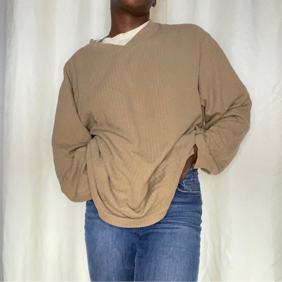 Haggar Oversized Tan Sweater |  Vintage Haggar Sweater | Oversized - Picture 2 of 7